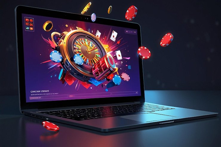 Dealer profesional di meja live casino sambil tersenyum menyambut pemain baru